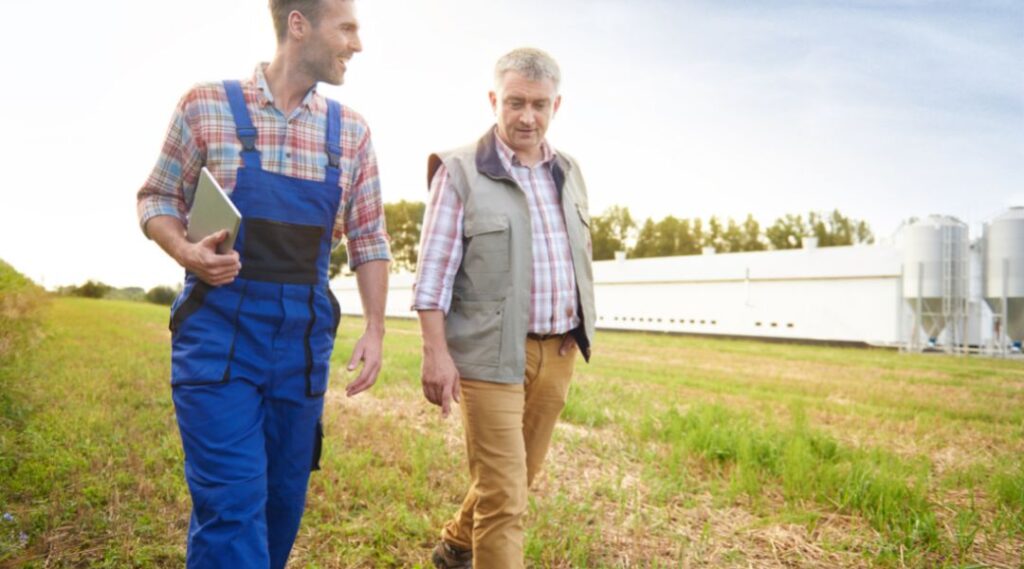 two farmers having a conversation